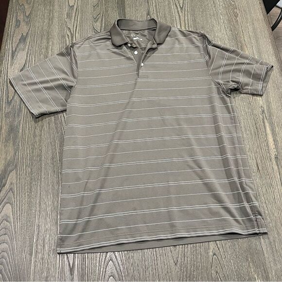 Walter Hagen Polo Shirt Hydro Dry Striped Short Sleeve Gray White Medium - Picture 1 of 4